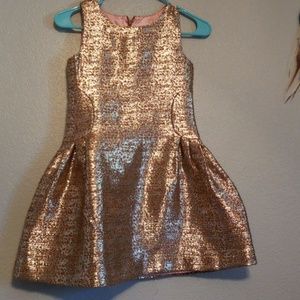 7/8 Metallic gold girls formal dress